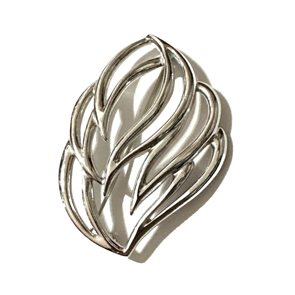 Vintage Monet Brooch Open Work Silver Tone Modernist Abstract Statement Pin 2.5